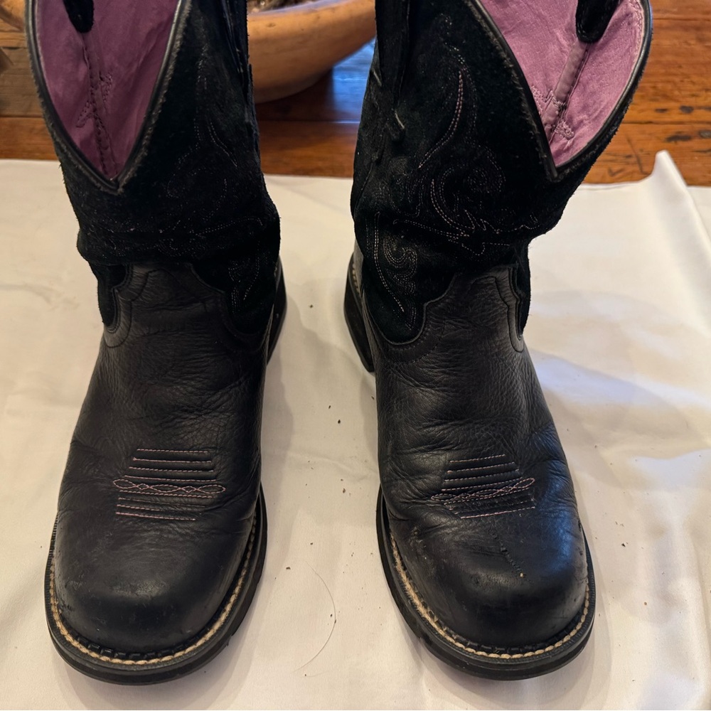 Ariat Fat Baby Black and Pink Western Boots